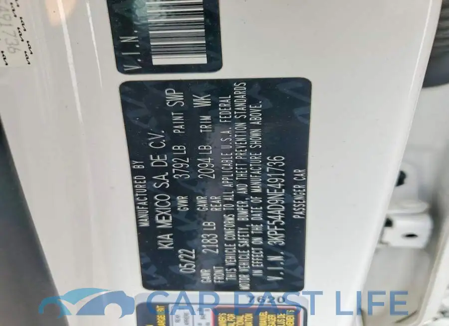 3KPF54AD9NE491736# 12