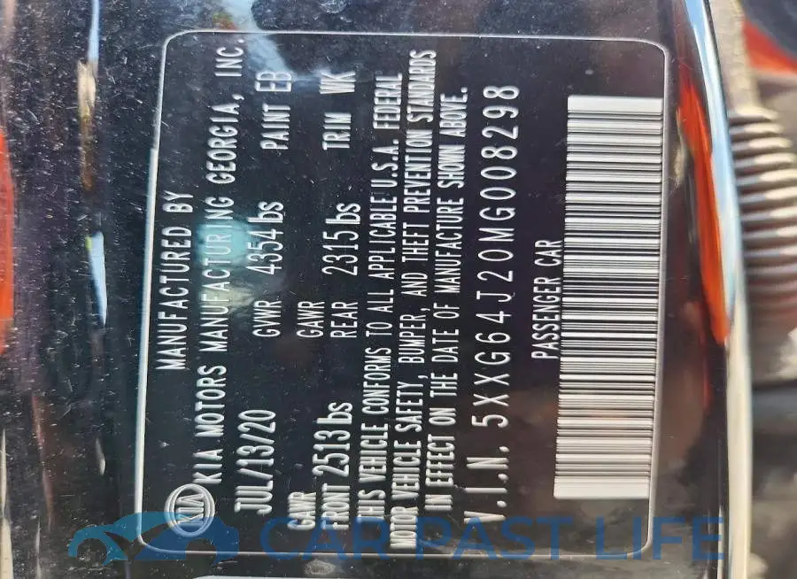 5XXG64J20MG008298# 13