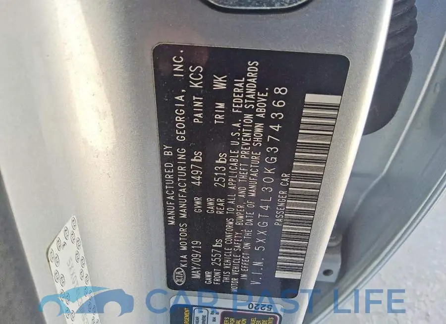 5XXGT4L30KG374368# 12