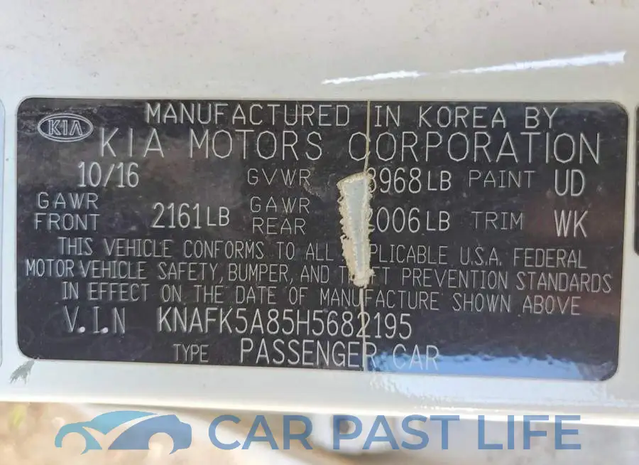 KNAFK5A85H5682195# 12