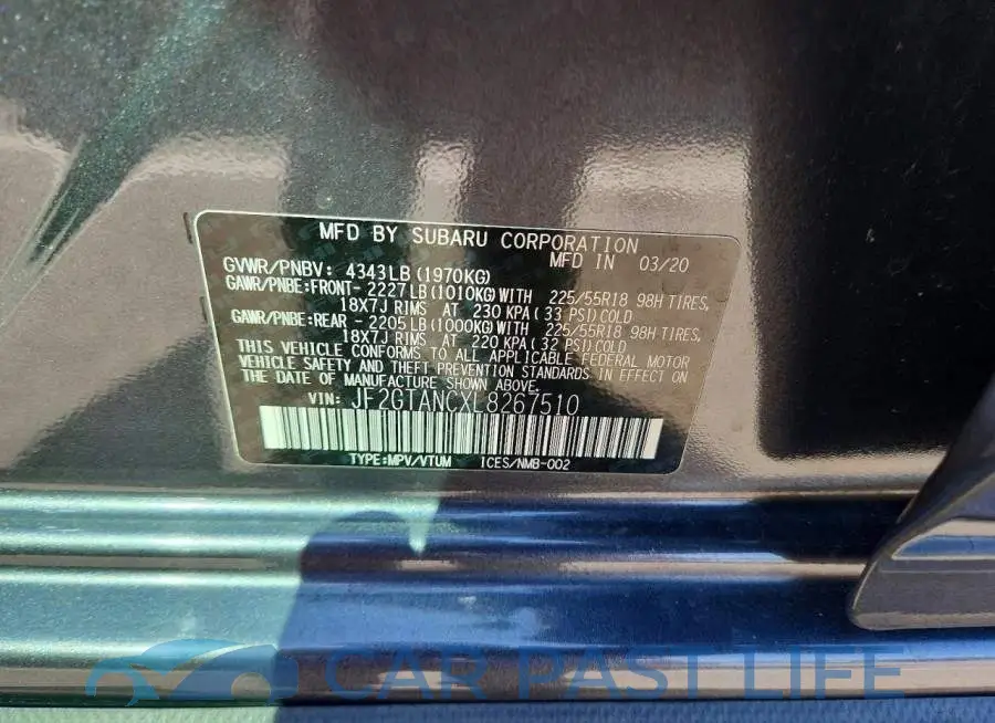 JF2GTANCXL8267510# 12
