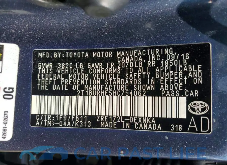 2T1BURHE5HC754062# 12