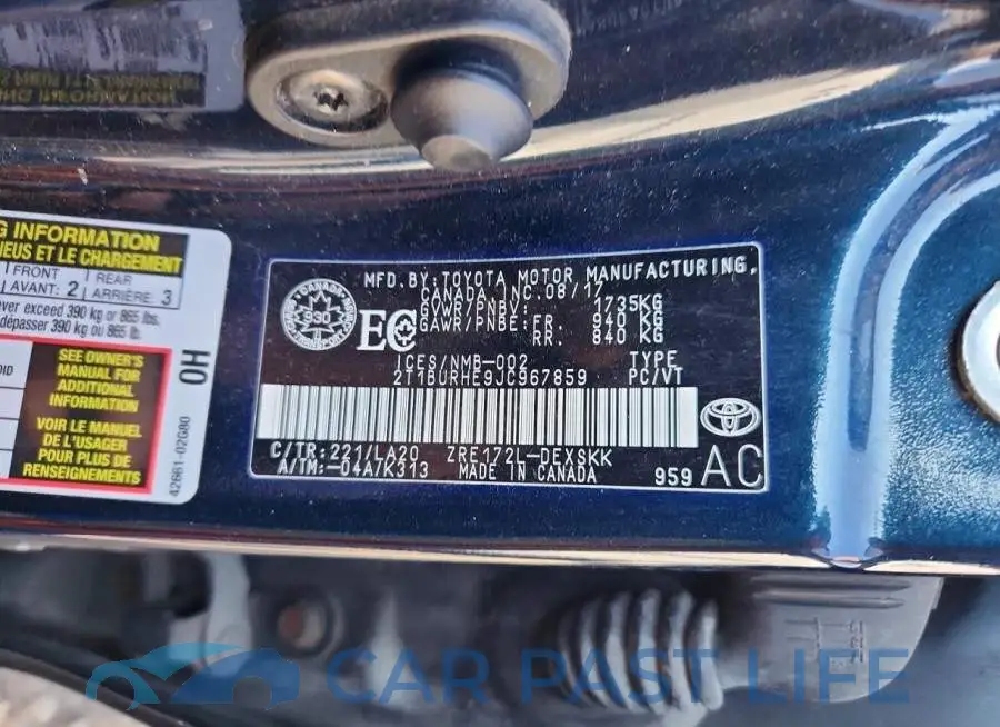 2T1BURHE9JC967859# 13