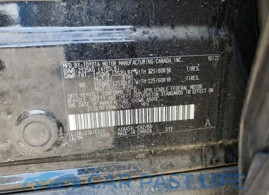 2T3S1RFV8NW324507# 12