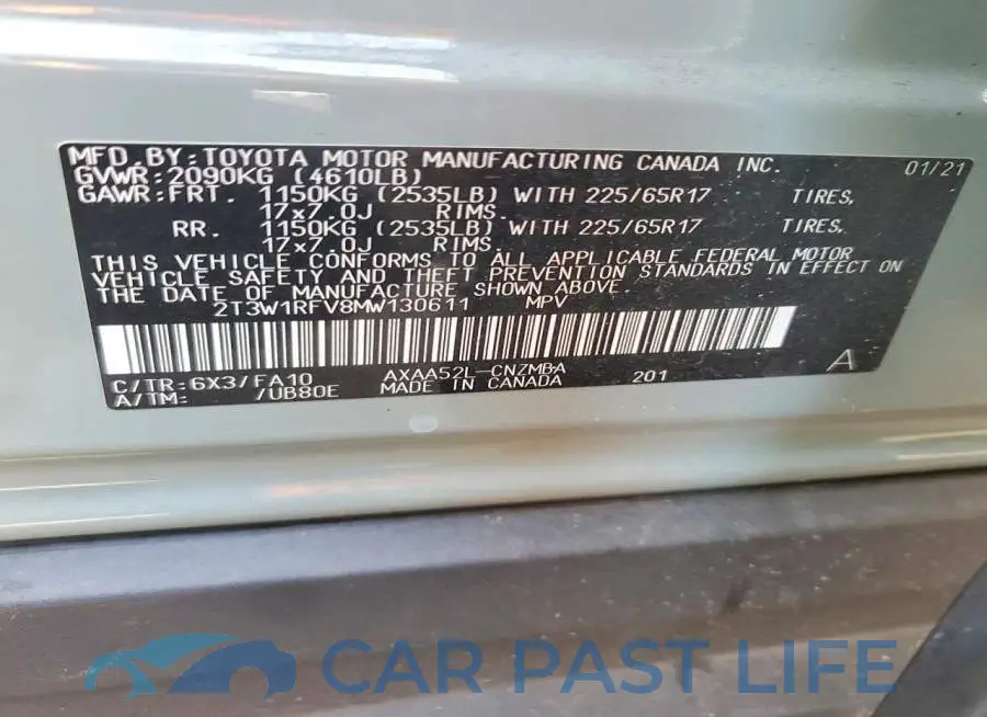 2T3W1RFV8MW130611# 13