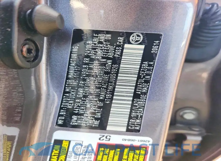 4T1B11HK0JU051926# 12
