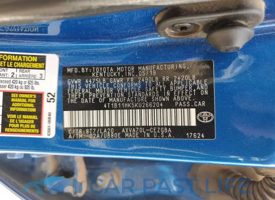 4T1B11HK5KU266204# 12