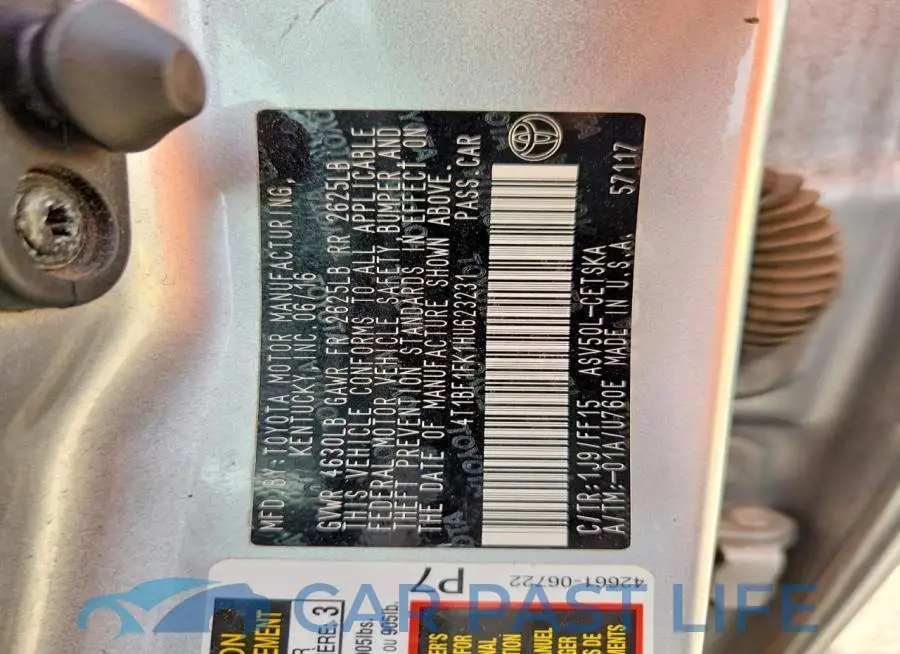4T1BF1FK1HU623231# 12