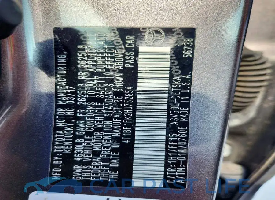 4T1BF1FK2HU752854# 12