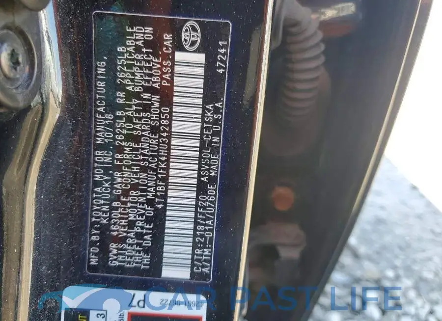 4T1BF1FK4HU342850# 12