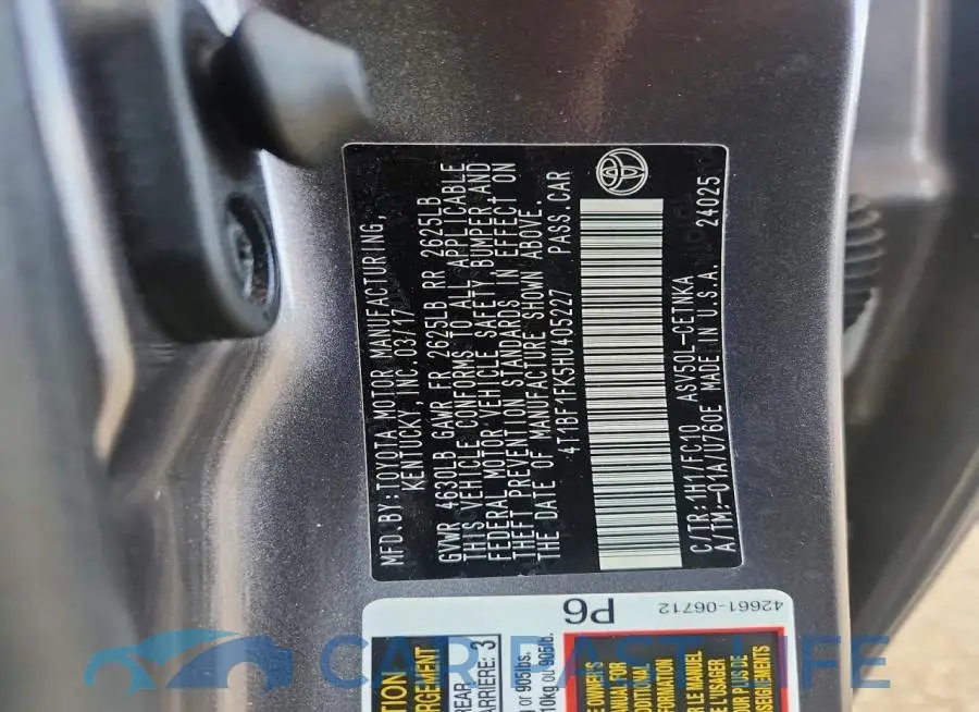 4T1BF1FK5HU405227# 12