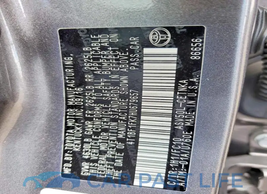 4T1BF1FK7HU679657# 12