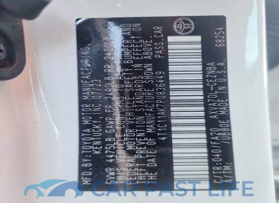 4T1C11AK7PU836449# 12
