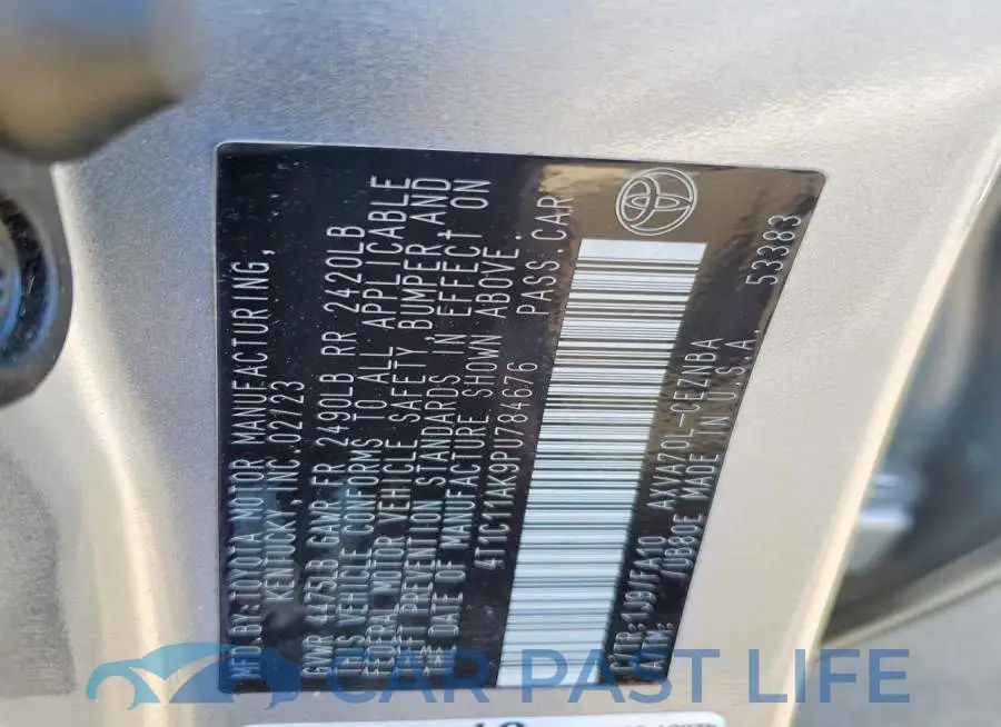 4T1C11AK9PU784676# 12