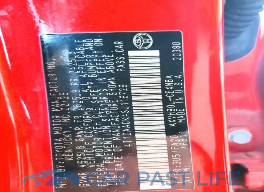 4T1DAACK4SU116729# 13