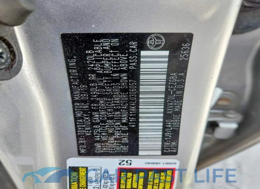 4T1F11AK4LU306057# 12