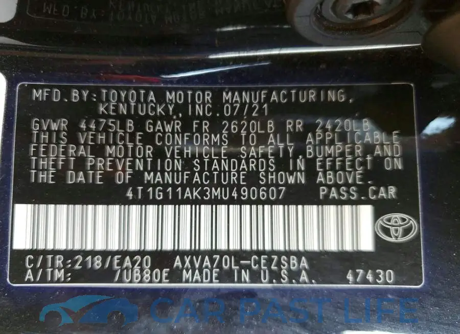 4T1G11AK3MU490607# 12