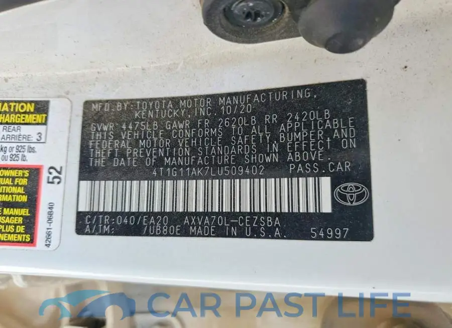4T1G11AK7LU509402# 12