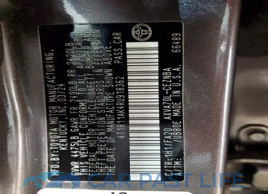 4T1R11AK4RU918362# 12