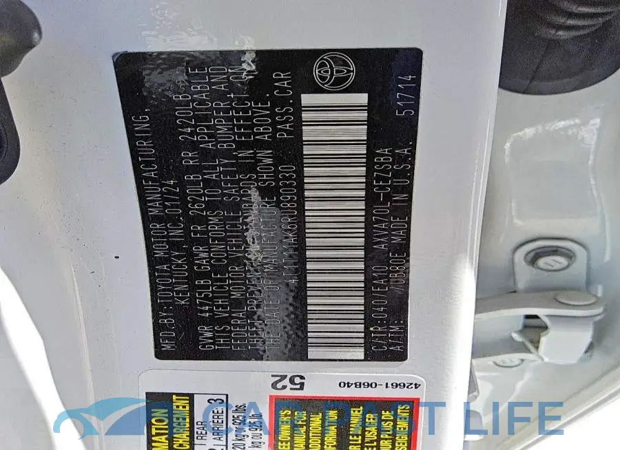 4T1T11AK6RU890330# 12