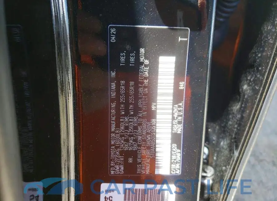 5TDAAAB50TS135108# 14