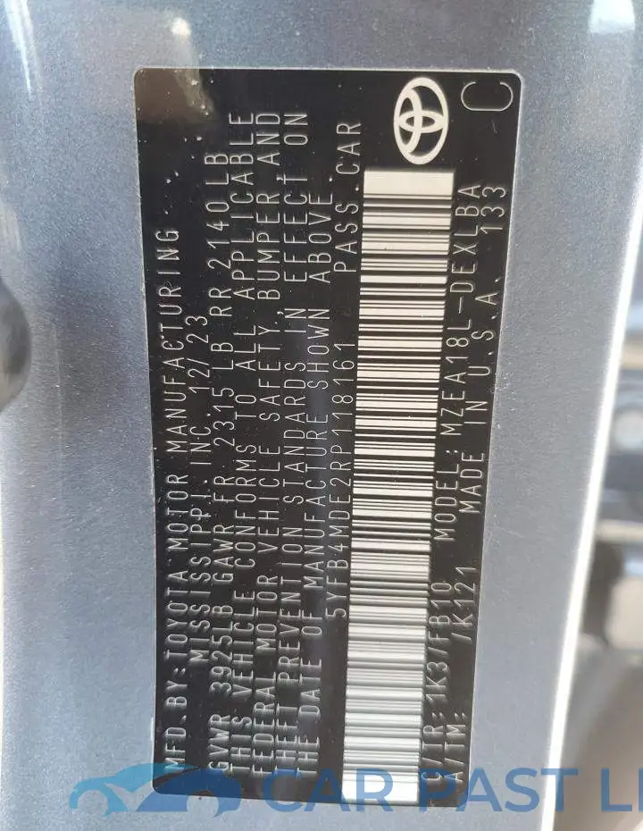5YFB4MDE2RP118161# 13