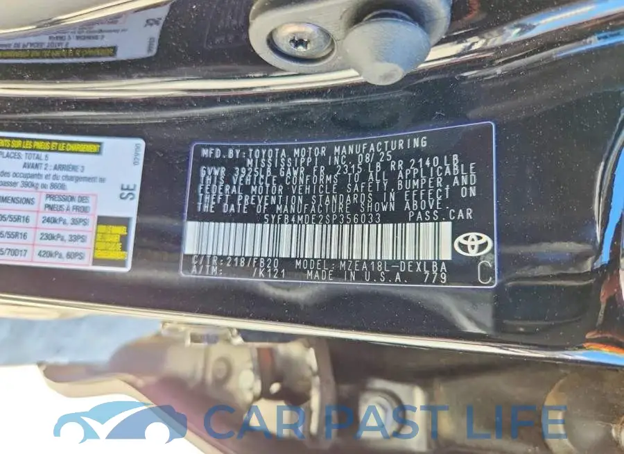 5YFB4MDE2SP356033# 12