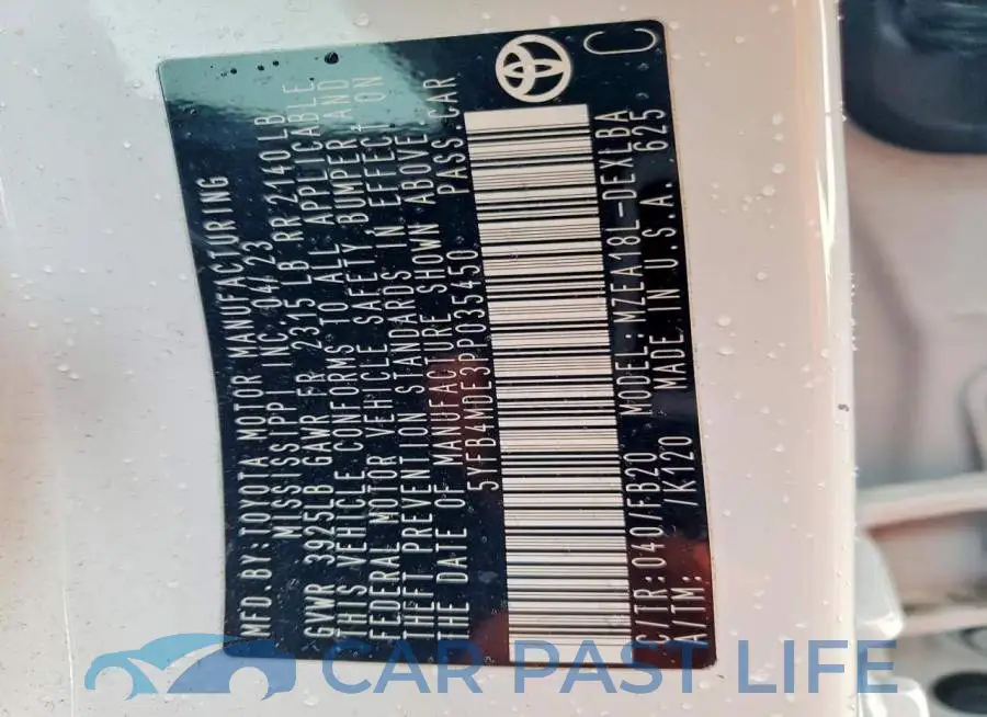 5YFB4MDE3PP035450# 12