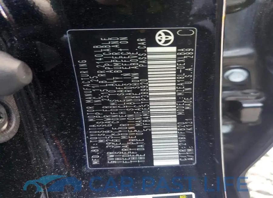 5YFB4MDE5TP389920# 12