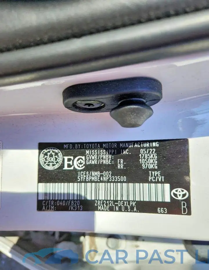 5YFBPMBE4NP333500# 12