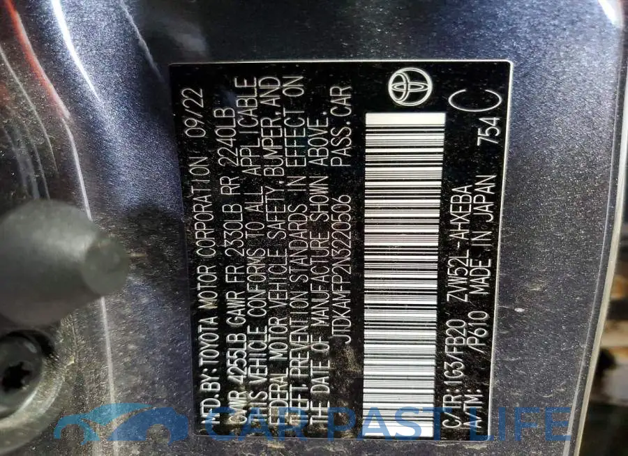 JTDKAMFP2N3220506# 12
