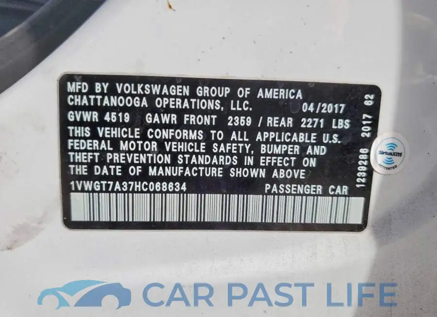 1VWGT7A37HC068634# 13