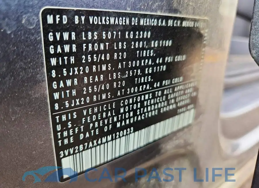 3VV2B7AX4MM120833# 13