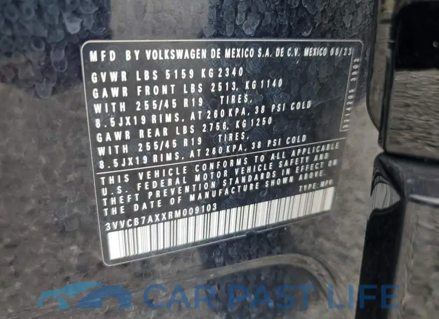 3VVCB7AXXRM009103# 12
