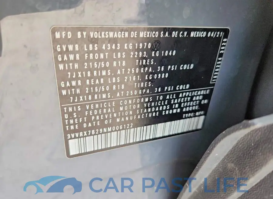 3VVRX7B29NM006122# 13