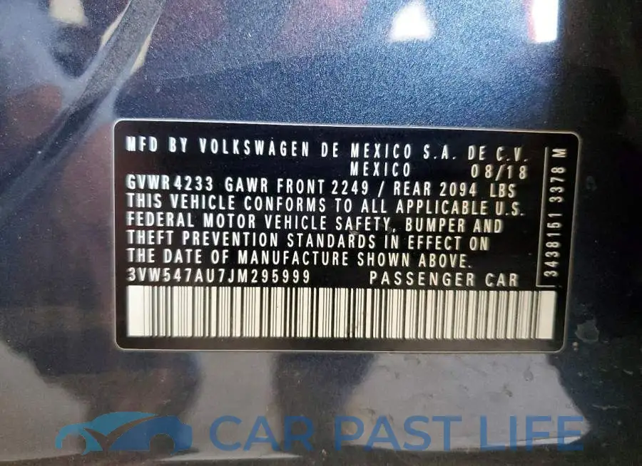 3VW547AU7JM295999# 12
