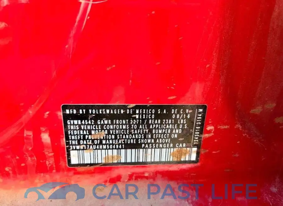 3VWH17AU4HM504941# 12
