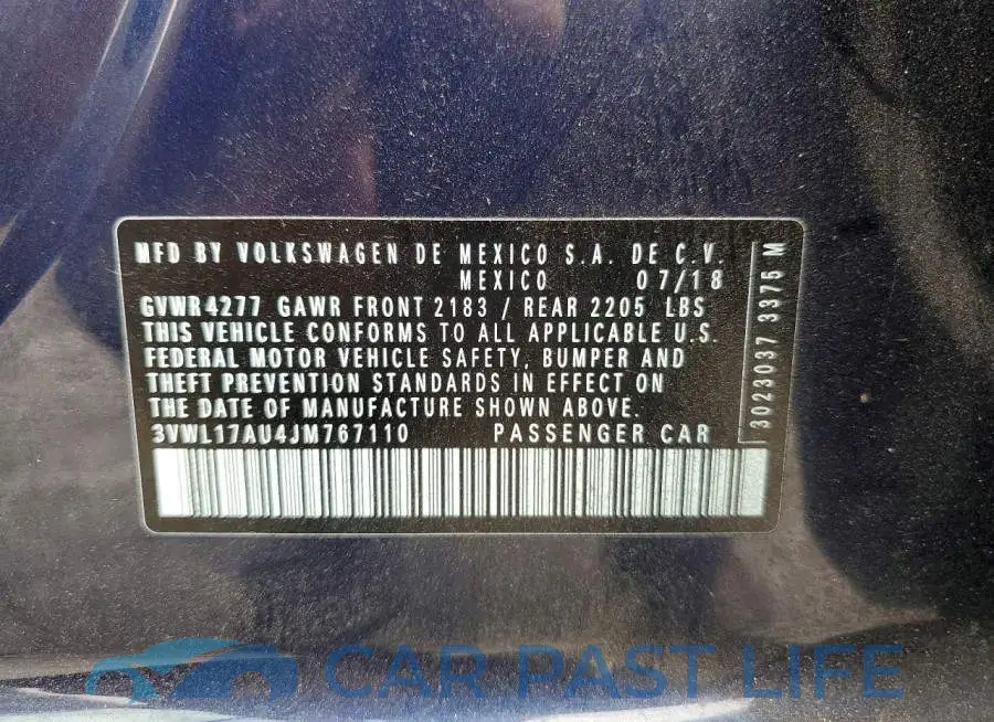 3VWL17AU4JM767110# 12
