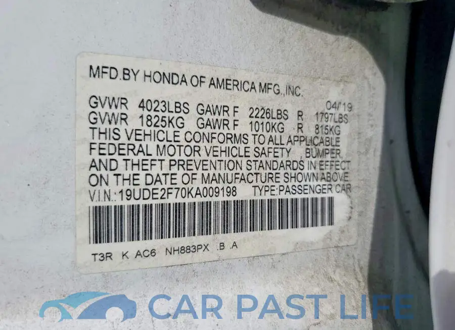 19UDE2F70KA009198# 13