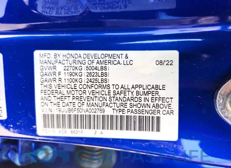 19UUB6F50NA002769# 12
