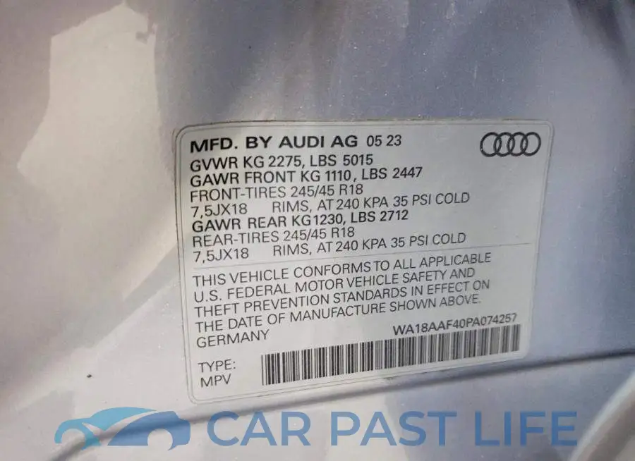 WA18AAF40PA074257# 12
