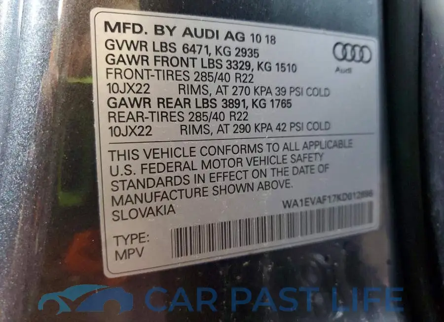 WA1EVAF17KD012696# 12