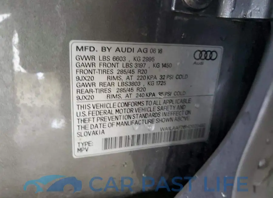 WA1LAAF76HD020482# 14