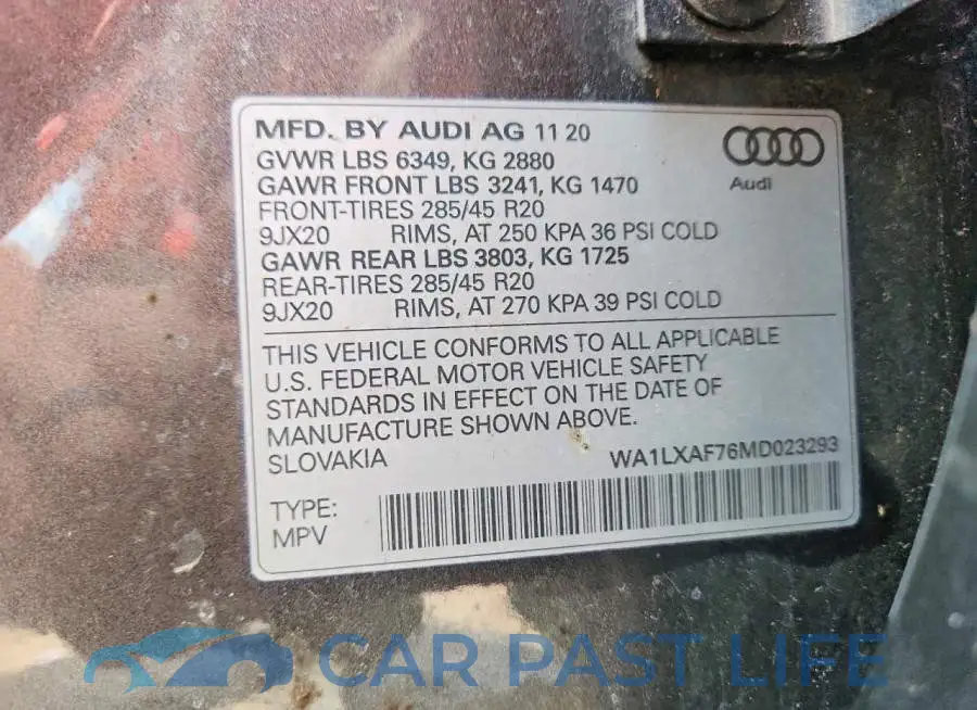 WA1LXAF76MD023293# 14