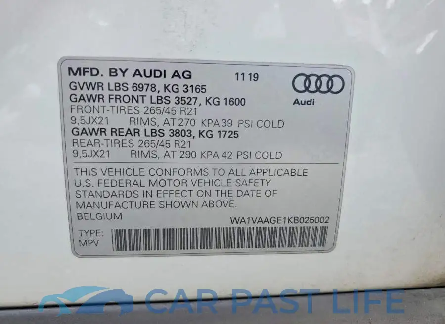 WA1VAAGE1KB025002# 14