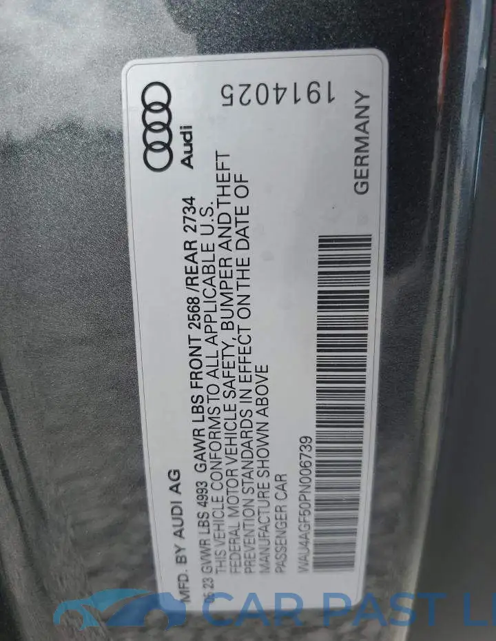 WAU4AGF50PN006739# 12