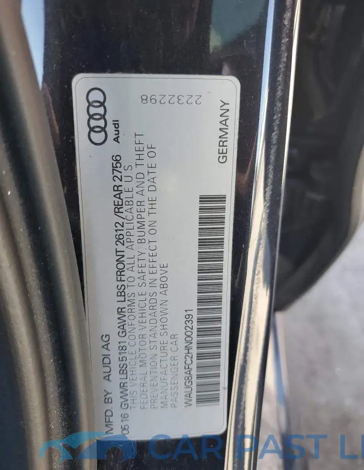 WAUG8AFC2HN002391# 12
