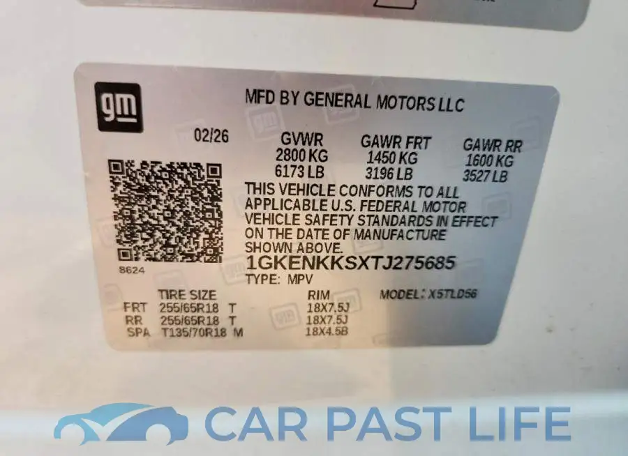 1GKENKKSXTJ275685# 13