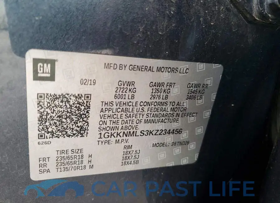 1GKKNMLS3KZ234456# 13