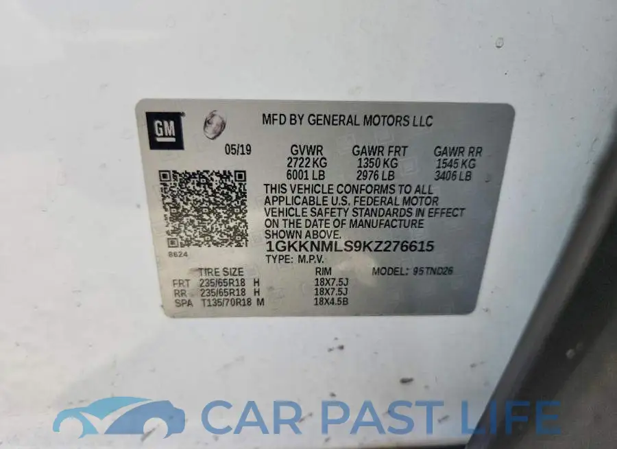 1GKKNMLS9KZ276615# 13